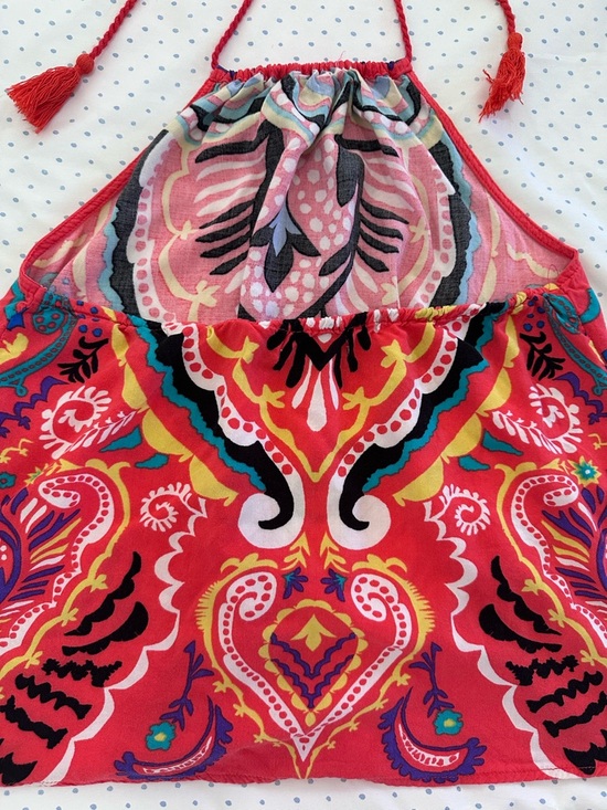 Flying Tomato Boho Halter Top Paisley Print Open Back Tie - Picture 4 of 7